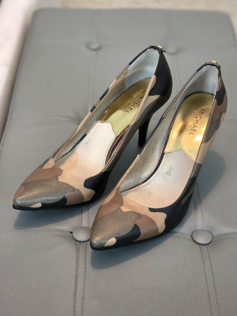 MICHAEL Michael Kors Camo Pointed-Toe Pumps in Brown/Black